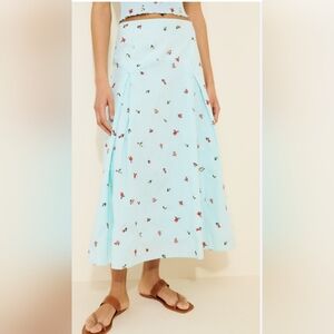 Anthropologie Solid & Striped Embroidered A-line Midi Skirt